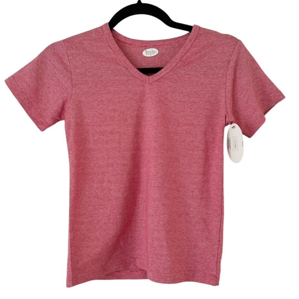 NWT Frenchie Red V Neck Short Sleeve T-Shirt Youth Size 7